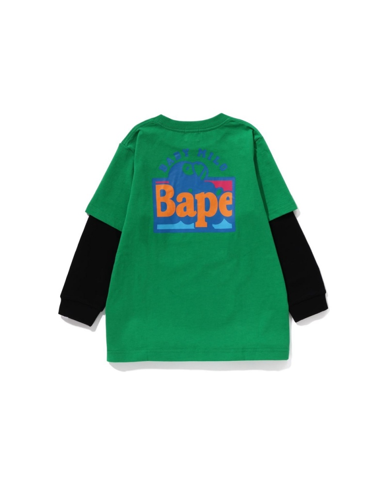 Hauts Bape Baby Milo Layered L/S Vert Enfant | FCM-72617526